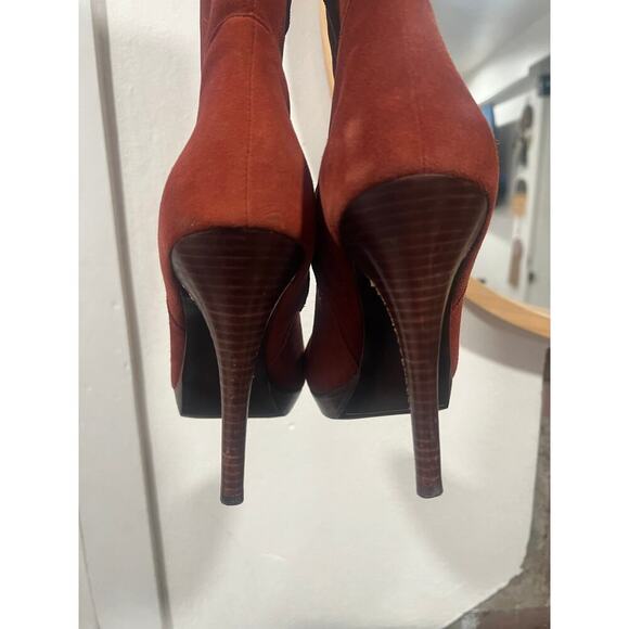 Sam Edelman Stiletto Suede Over The Knee Tall Boots size 10 Orange Red - Picture 8 of 10
